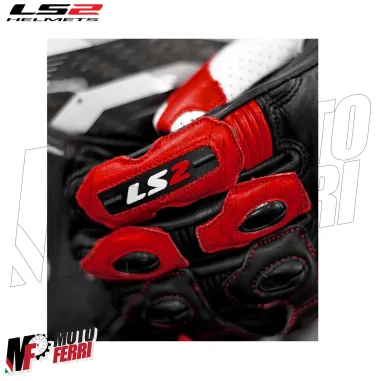 MF8815 Guanti in Pelle Moto Lunghi con Protezion LS2 SWIFT Rosso Bianco Nero