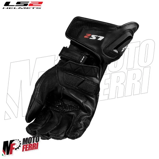 MF8817 Guanti Moto Lunghi LS2 SWIFT RACING in Pelle Nero con Protezioni