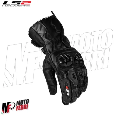 MF8817 Guanti Moto Lunghi LS2 SWIFT RACING in Pelle Nero con Protezioni