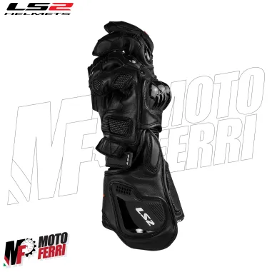 MF8817 Guanti Moto Lunghi LS2 SWIFT RACING in Pelle Nero con Protezioni