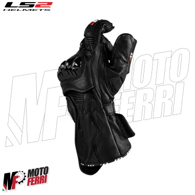 MF8817 Guanti Moto Lunghi LS2 SWIFT RACING in Pelle Nero con Protezioni