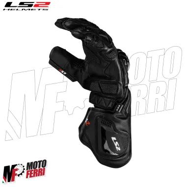 MF8817 Guanti Moto Lunghi LS2 SWIFT RACING in Pelle Nero con Protezioni
