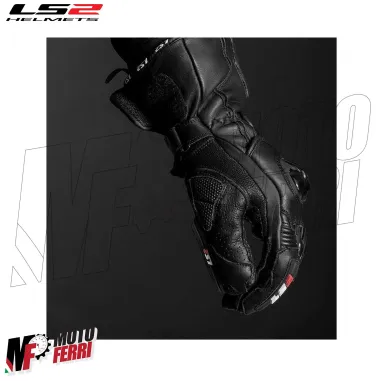 MF8817 Guanti Moto Lunghi LS2 SWIFT RACING in Pelle Nero con Protezioni