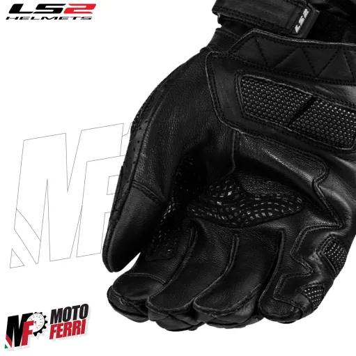 MF8817 Guanti Moto Lunghi LS2 SWIFT RACING in Pelle Nero con Protezioni