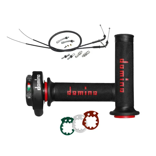 MF8856 Comando Gas Rapido Domino XM2 Racing con 3 Ghiere + Cavi Universale Moto