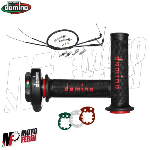 MF8856 Comando Gas Rapido Domino XM2 Racing con 3 Ghiere + Cavi Universale Moto
