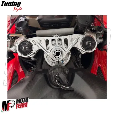 MF8883 Piastra Sterzo Racing Ducati Panigale V4 V4S V4R CNC Argento dal 2018 a 2024