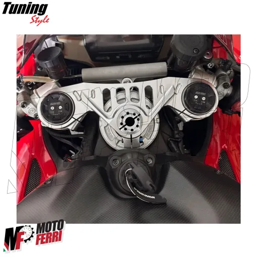 MF8883 Piastra Sterzo Racing Ducati Panigale V4 V4S V4R CNC Argento dal 2018 a 2024