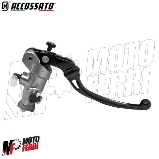 MF8942 Pompa Freno Anteriore Radiale ACCOSSATO 19x20 Leva Nera Snodata Moto + olio