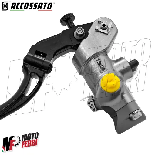 MF8942 Pompa Freno Anteriore Radiale ACCOSSATO 19x20 Leva Nera Snodata Moto + olio