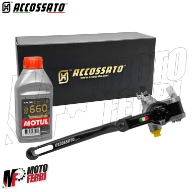 MF8942 Pompa Freno Anteriore Radiale ACCOSSATO 19x20 Leva Nera Snodata Moto + olio