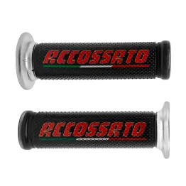 MF8944 Manopole ACCOSSATO Racing In Gel Rosso Nero Moto Yamaha Kawasaki Honda