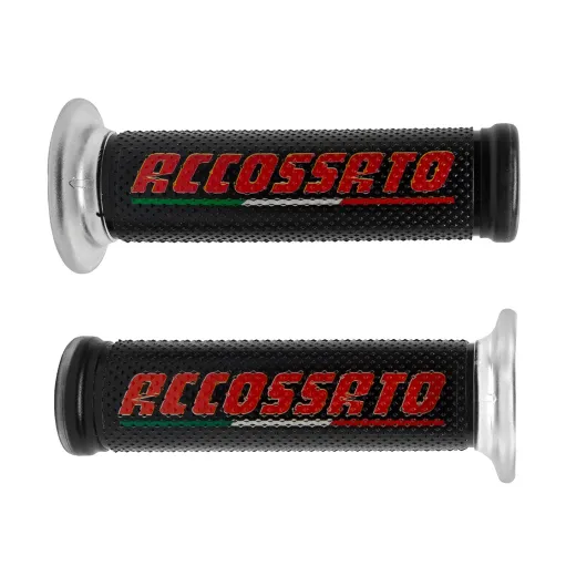 MF8944 Manopole ACCOSSATO Racing In Gel Rosso Nero Moto Yamaha Kawasaki Honda