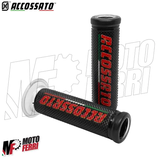 MF8944 Manopole ACCOSSATO Racing In Gel Rosso Nero Moto Yamaha Kawasaki Honda