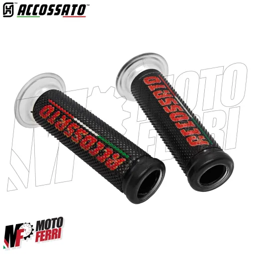 MF8944 Manopole ACCOSSATO Racing In Gel Rosso Nero Moto Yamaha Kawasaki Honda