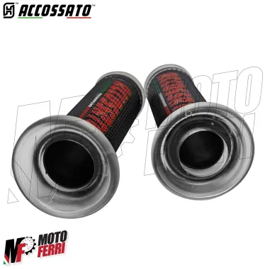 MF8944 Manopole ACCOSSATO Racing In Gel Rosso Nero Moto Yamaha Kawasaki Honda