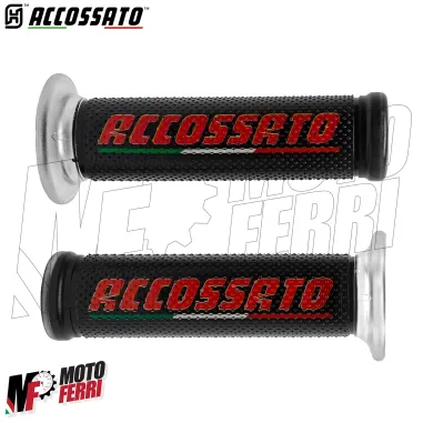 MF8944 Manopole ACCOSSATO Racing In Gel Rosso Nero Moto Yamaha Kawasaki Honda
