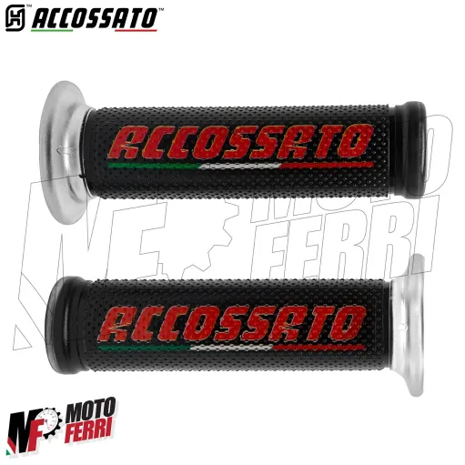 MF8944 Manopole ACCOSSATO Racing In Gel Rosso Nero Moto Yamaha Kawasaki Honda