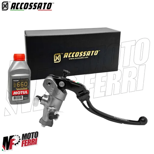 MF8942 Pompa Freno Anteriore Radiale ACCOSSATO 19x20 Leva Nera Snodata Moto + olio