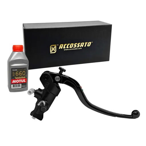 MF8943 Pompa Freno Anteriore Radiale ACCOSSATO 16x18 Leva Nera Fissa Moto + olio