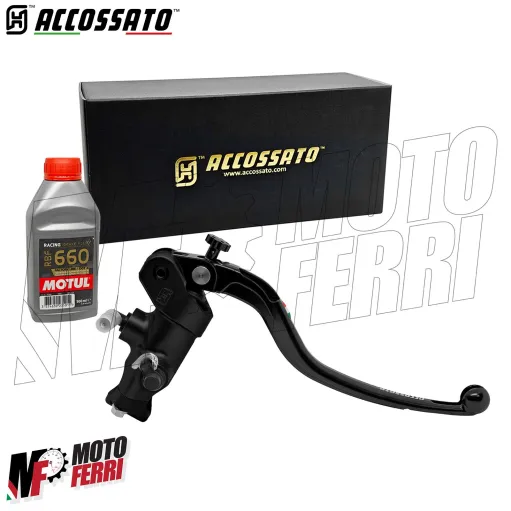 MF8943 Pompa Freno Anteriore Radiale ACCOSSATO 16x18 Leva Nera Fissa Moto + olio