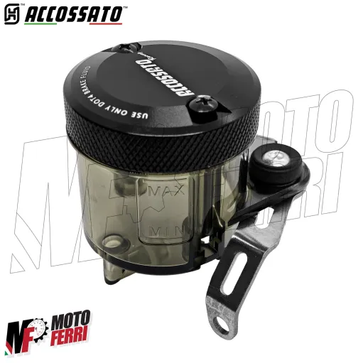 MF8948 Serbatoio Vaschetta Liquido Freno Frizione ACCOSSATO Fumè Tappo CNC Moto
