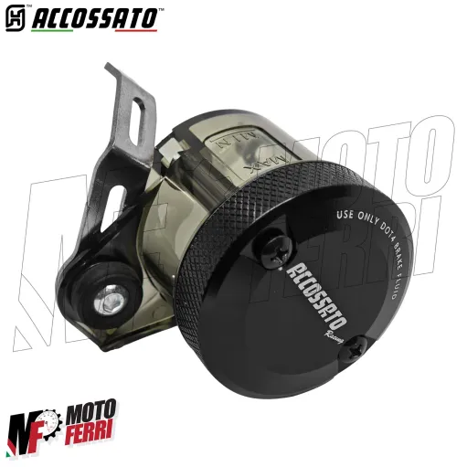 MF8948 Serbatoio Vaschetta Liquido Freno Frizione ACCOSSATO Fumè Tappo CNC Moto