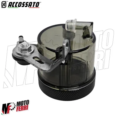 MF8948 Serbatoio Vaschetta Liquido Freno Frizione ACCOSSATO Fumè Tappo CNC Moto