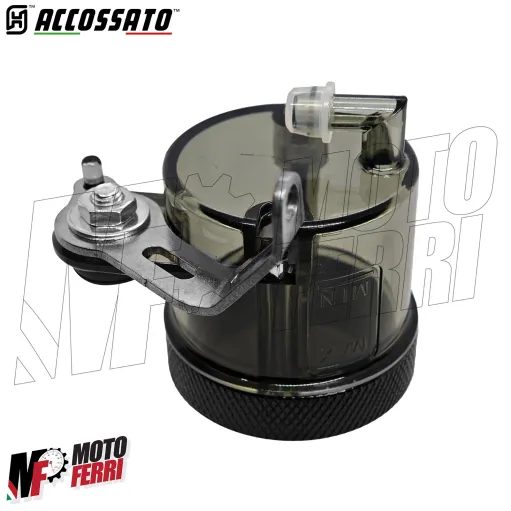 MF8948 Serbatoio Vaschetta Liquido Freno Frizione ACCOSSATO Fumè Tappo CNC Moto