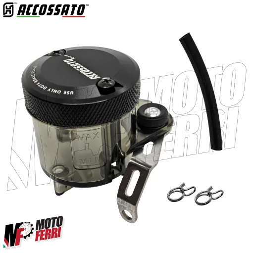 MF8948 Serbatoio Vaschetta Liquido Freno Frizione ACCOSSATO Fumè Tappo CNC Moto