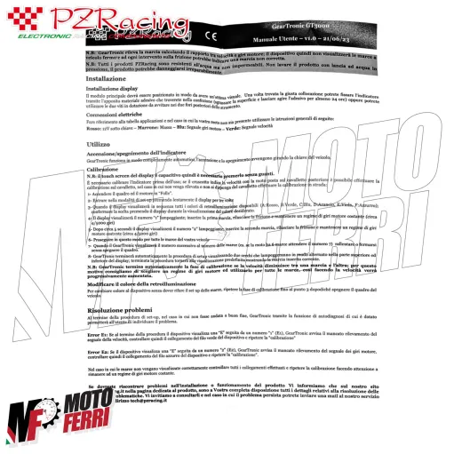 MF4963 Contamarce Indicatore Marcia GearTronic PZRacing GT3000 Universale Moto