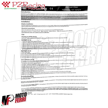 MF4954 Contamarce Indicatore Marcia GearTronic PZRacing GT400 Fuorigiri Moto