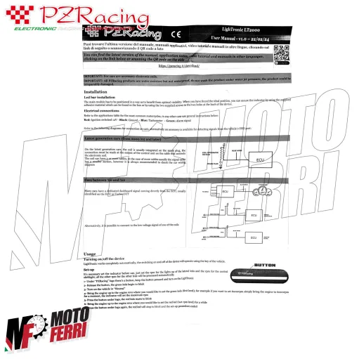 MF8957 Indicatore Fuorigiri PZRacing LighTronic LT2000 Shiftlight Universale Moto