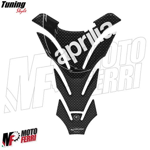 MF8972 Adesivo Protezione Paraserbatoio 3D Carbonio Logo Aprilia Nero 20,3x14cm