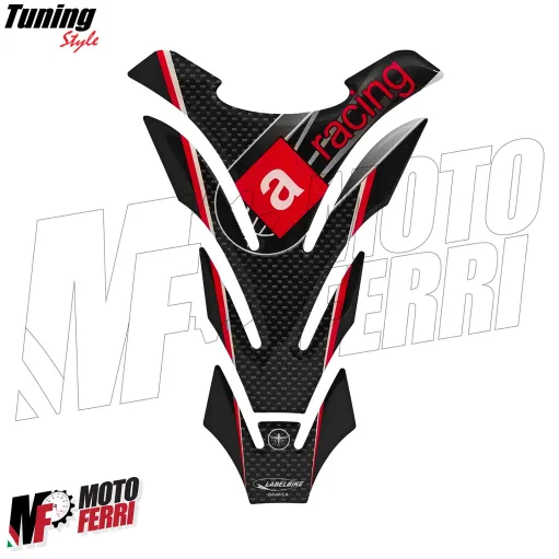 MF8973 Adesivo Protezione Paraserbatoio 3D Carbonio Logo Aprilia Racing 20,3x14cm