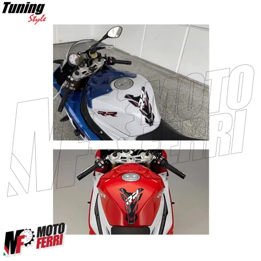 MF8974 Adesivo Protezione Paraserbatoio 3D Carbonio Logo BMW S1000 RR 20,3x14cm