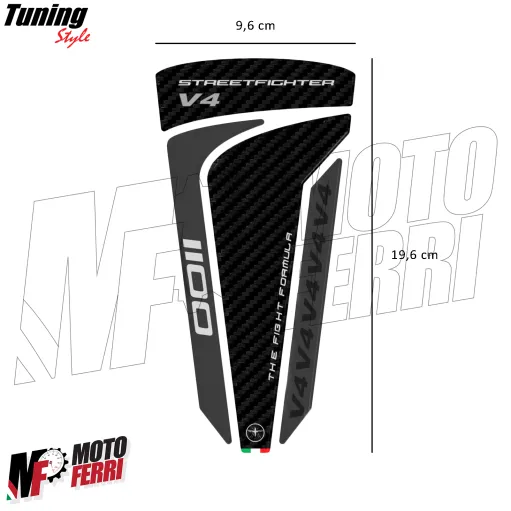 MF8976 Adesivo Protezione Paraserbatoio Logo Ducati Streetfighter V4 21,5x14,5cm