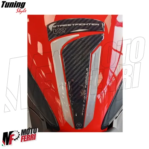 MF8982 Adesivo Protezione Paraserbatoio Logo Ducati Streetfighter V2 19,6x9,6cm