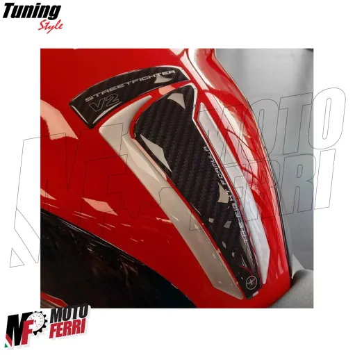 MF8982 Adesivo Protezione Paraserbatoio Logo Ducati Streetfighter V2 19,6x9,6cm