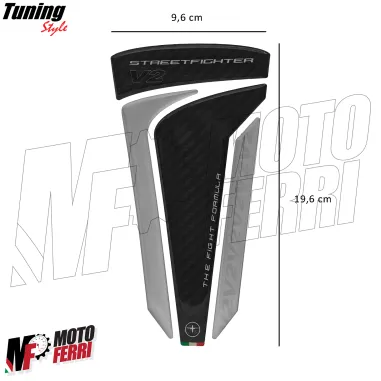 MF8982 Adesivo Protezione Paraserbatoio Logo Ducati Streetfighter V2 19,6x9,6cm