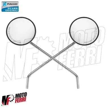 MF9035 Coppia Specchi Retrovisori Cromati Piaggio Vespa PX 125 150 200 da 1998 a 2013