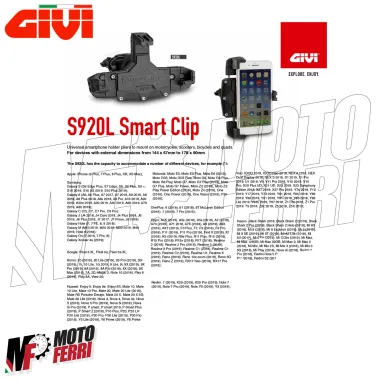 MF9038 Supporto Porta Smartphone Telefono GIVI S920L Smart Clip Moto Universale