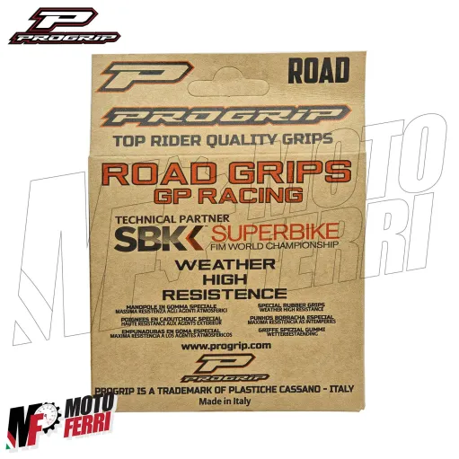 MF9039 Coppia Manopole Progrip 717 Strada Racing Superbike Nero Universale Moto