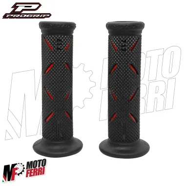 MF9041 Coppia Manopole Progrip 717 Strada Racing Superbike Rosso Universale Moto