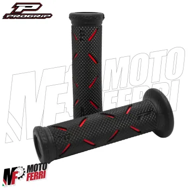 MF9041 Coppia Manopole Progrip 717 Strada Racing Superbike Rosso Universale Moto
