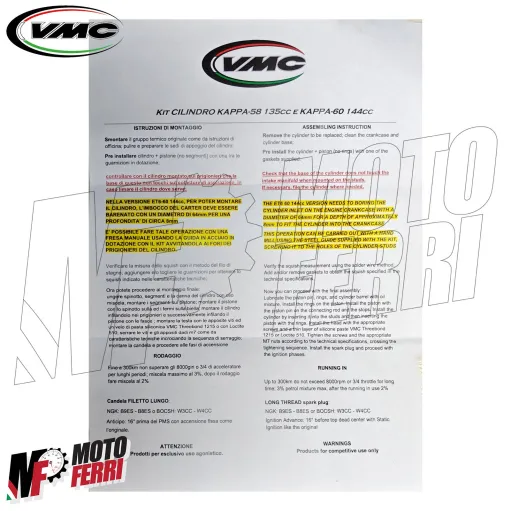 MF9070 Kit Cilindro Alluminio VMC Kappa 60 Corsa 51 Vespa 50 125 Special ET3 PK