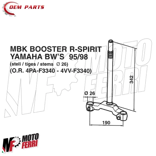 MF3357 Testa Croce Forcella MBK Booster Spirit / Yamaha BWS 50 dal 1995 al 1998