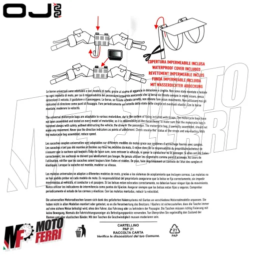 MF4452 Borsello Porta Telepass Mini Pass Manubrio OJ con Strap Moto Scooter