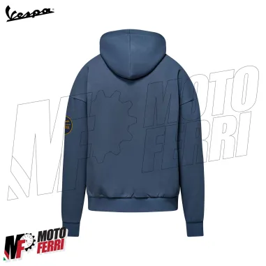 MF9167 Felpa Cappuccio Hoodie Vespa Officina 8 Taglia L Unisex Uomo Donna Blu