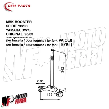 MF3349 Testa Croce Forcella MBK Booster Spirit / Yamaha BWS 50 dal 1999 al 2003